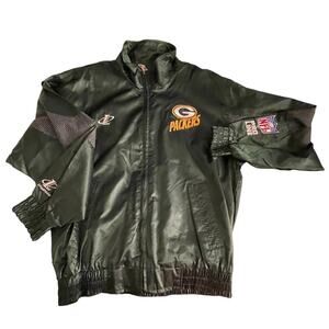 VTG NFL Proline Green Bay Packers Nylon Full Zip Jacket Size large